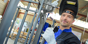 welder with a steel frame